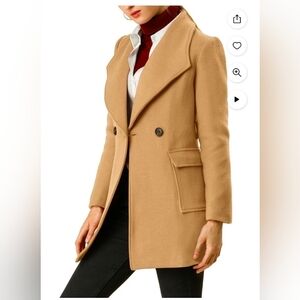 Allegra K Women's Elegant Shawl Collar Lapel Long Trenchcoat NO BELT